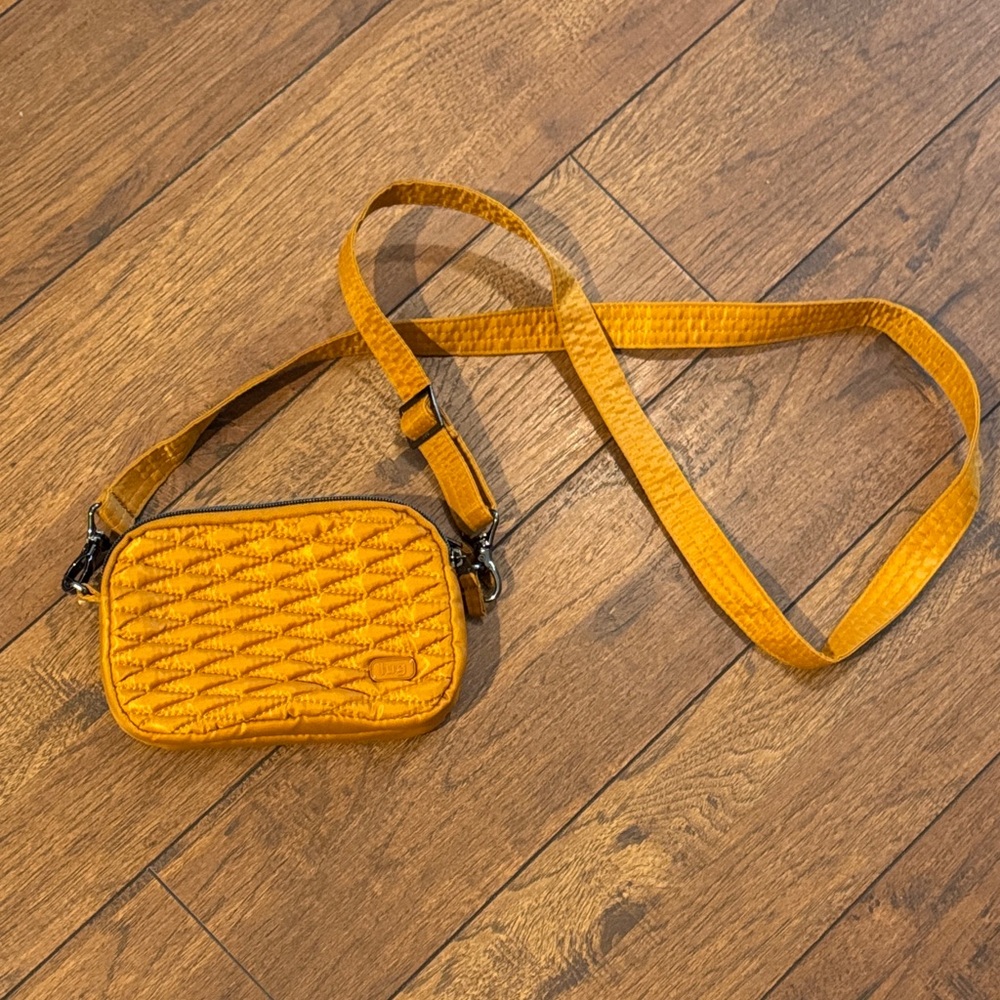 Lug Quilted Crossbody Bag in Mustard Yellow - Picture 2 of 5
